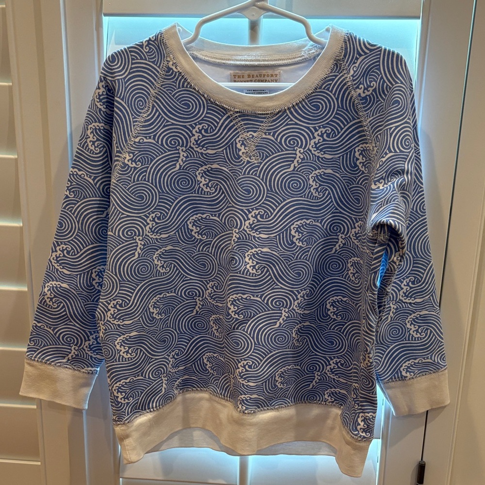The Beaufort Bonnet Company Blue and White Wave Comfy Crewneck (unisex)